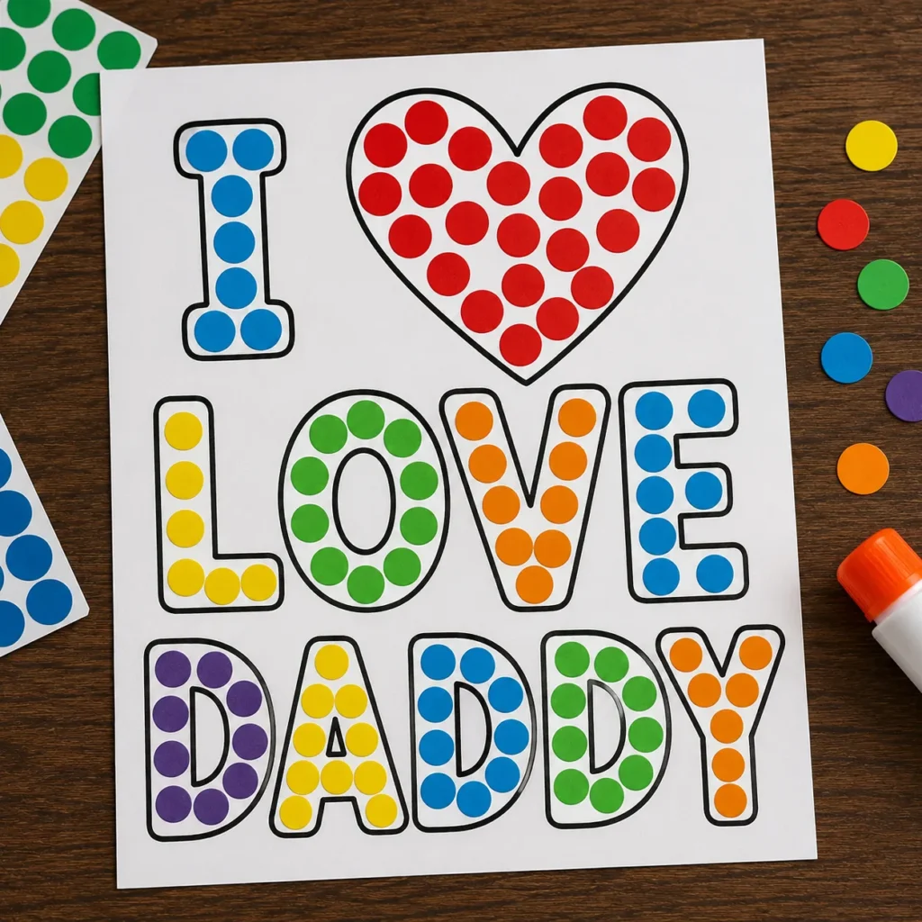 “I Love Daddy” Dot Sticker Art