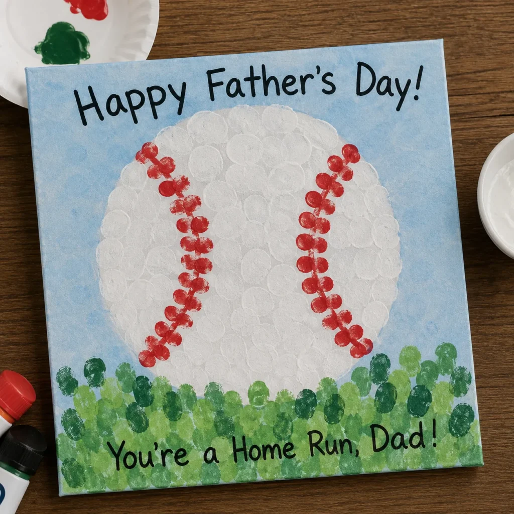 fathers day Finger paint Baseball Craft