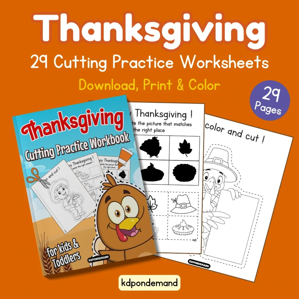 Thanksgiving preschool Cutting Practice Worksheets