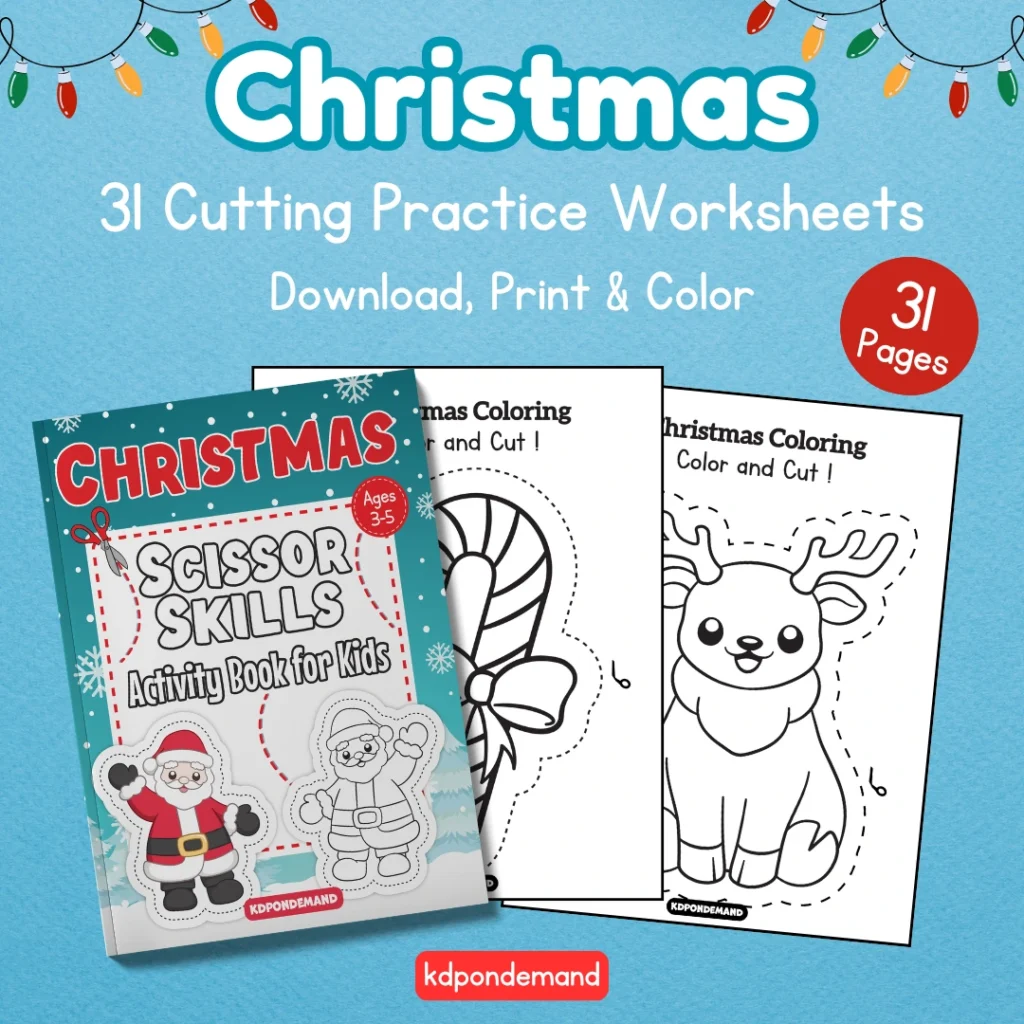 Christmas Cutting Practice Worksheets preschool