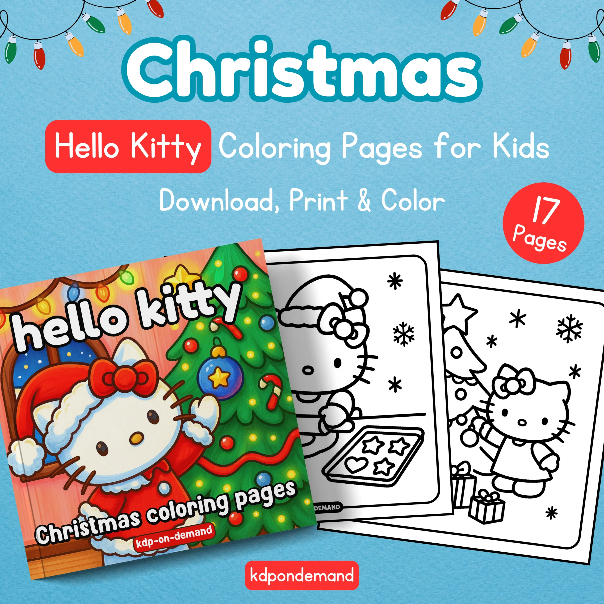 Hello kitty christmas coloring pages