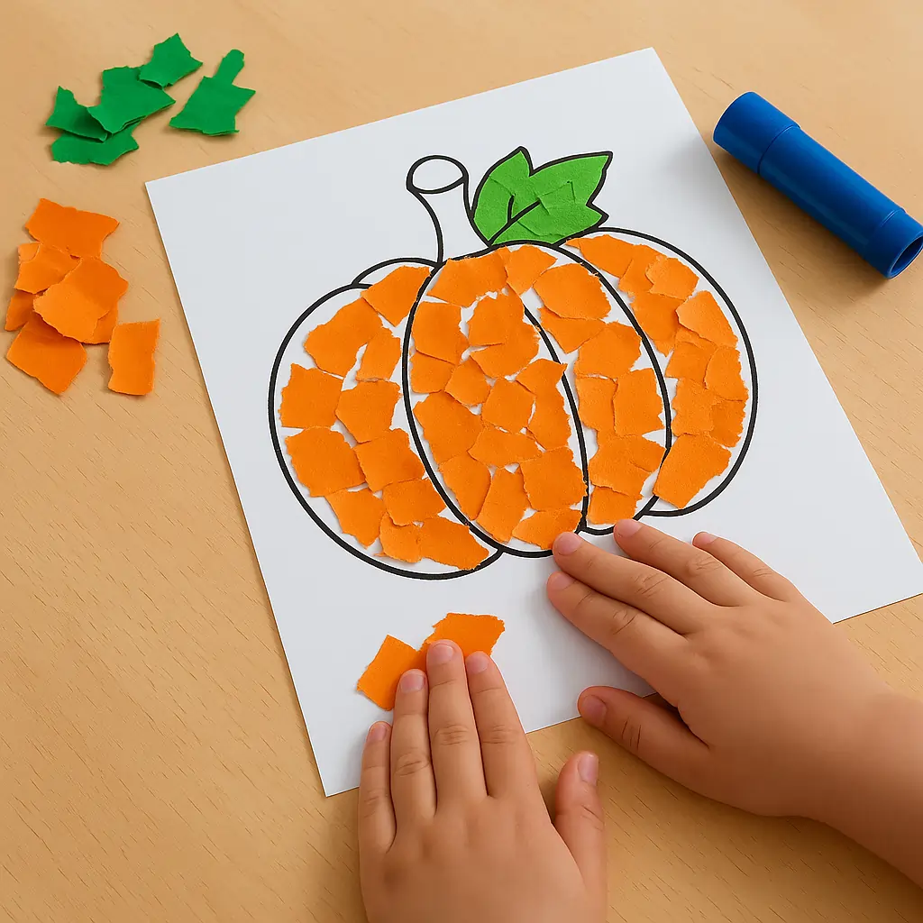Torn Paper Pumpkin Art