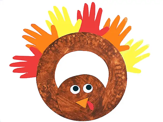 handprint turkey wreath
