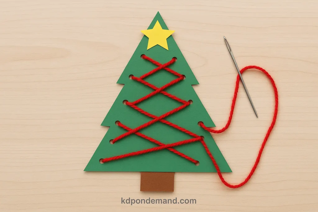 Christmas Tree Sewing Card - Christmas Fine Motor Activities
