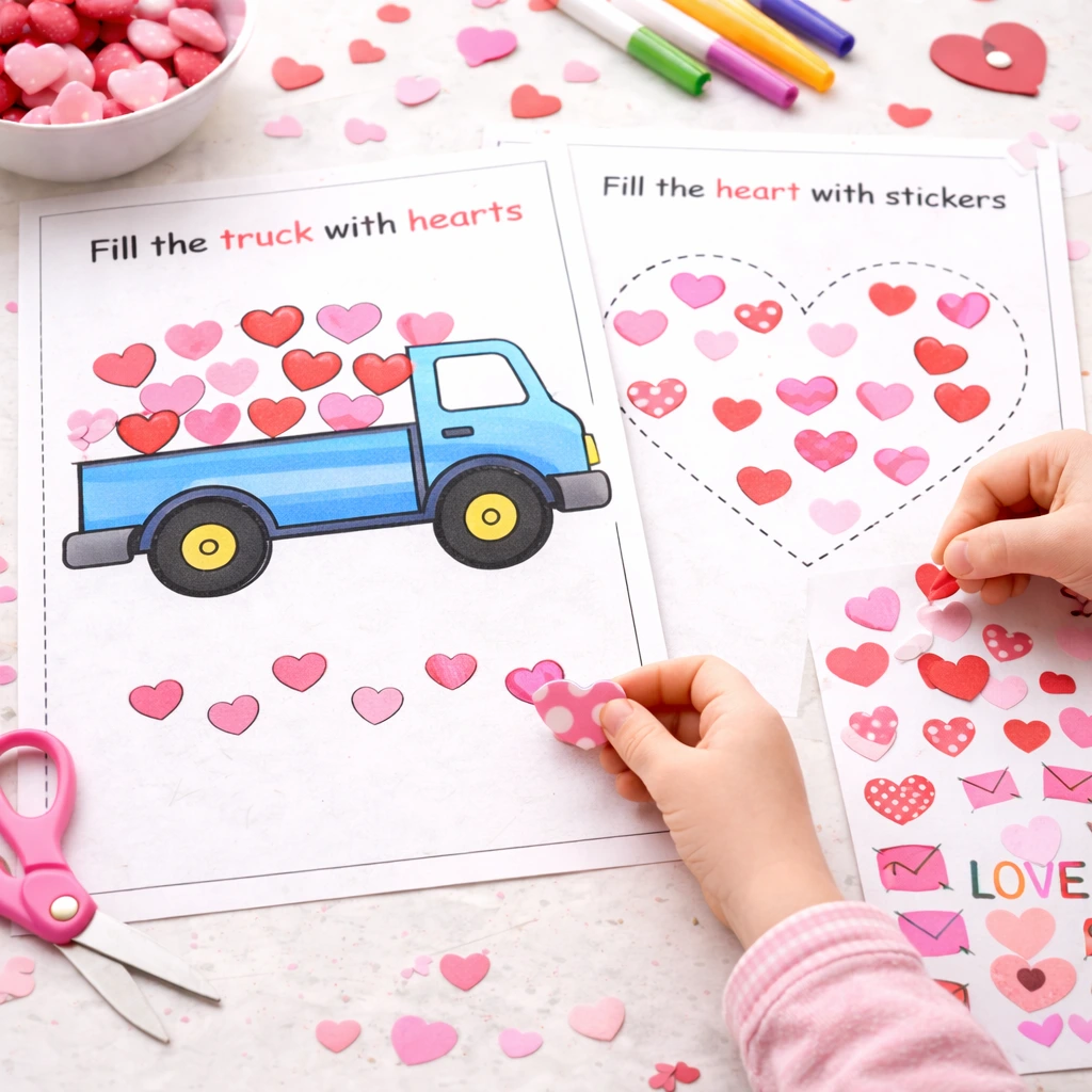 Valentine Sticker Activity Pages