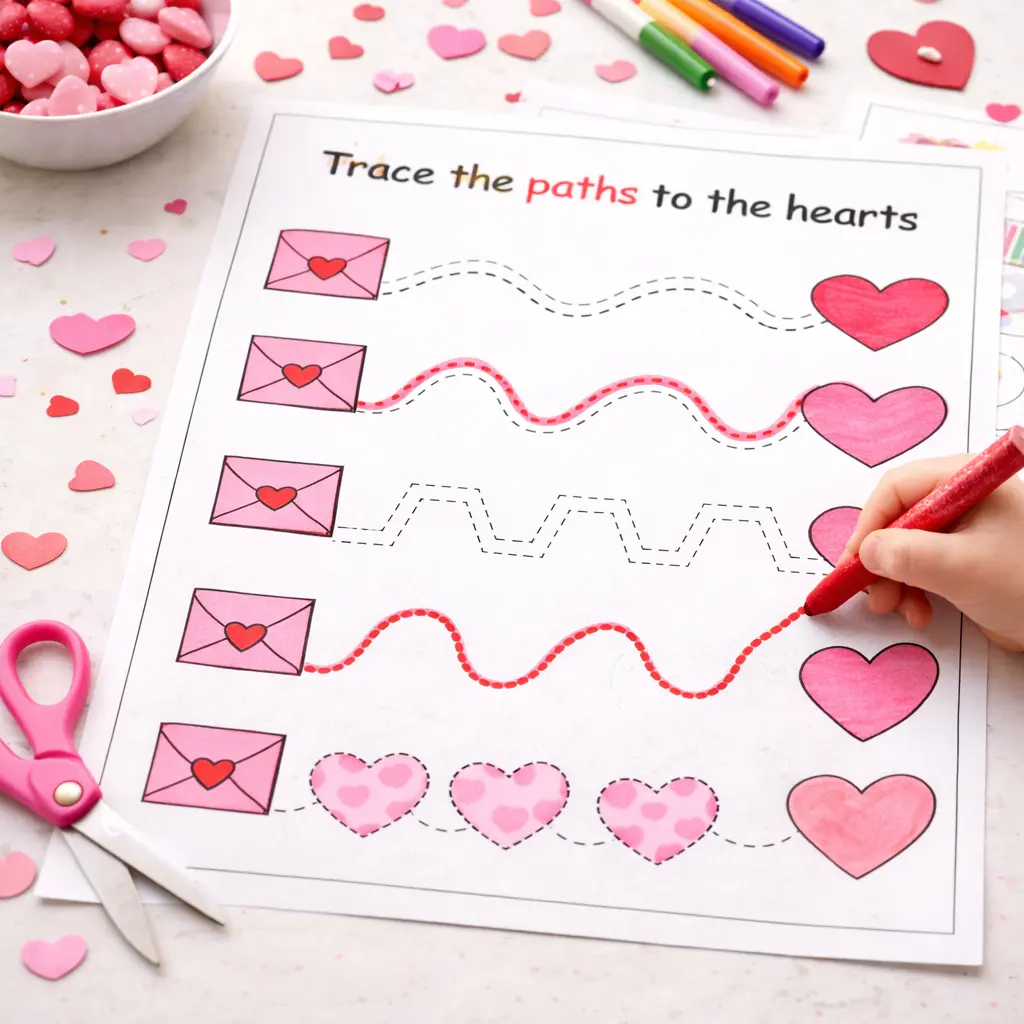 Heart Tracing & Pre-Writing Valentine Crafts