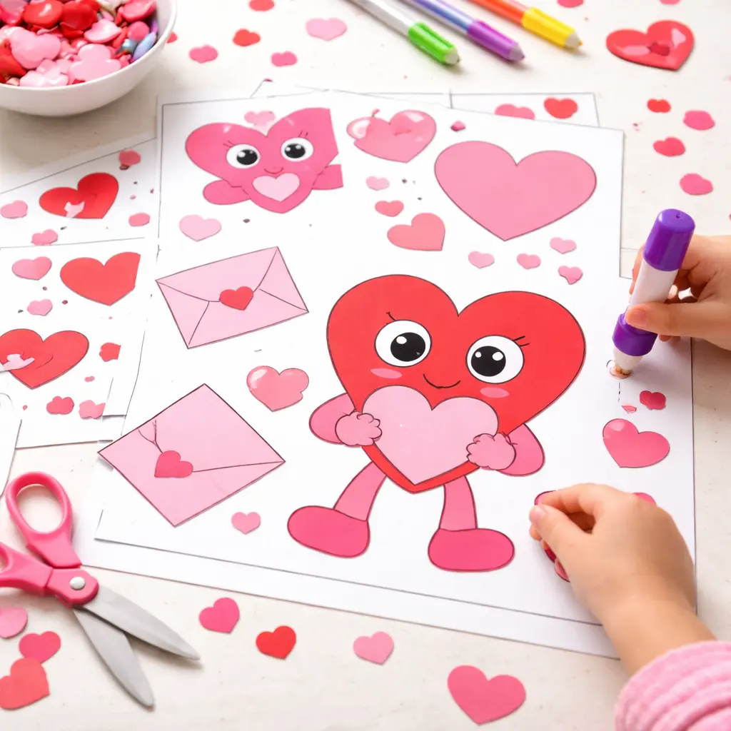Valentine Cut-and-Paste Heart Crafts