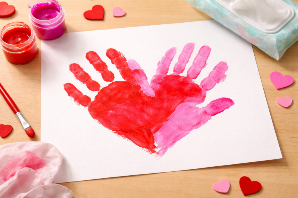 Valentines Day Handprint craft: Heart Handprint Art