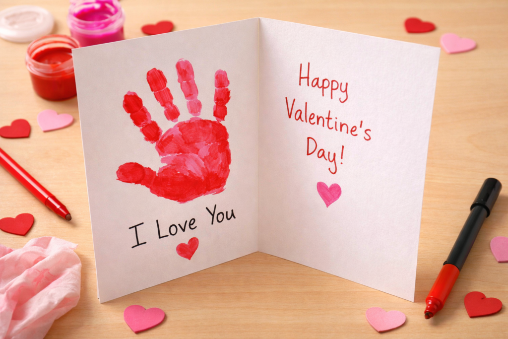 Valentines Day Handprint craft: “I Love You” Handprint Card