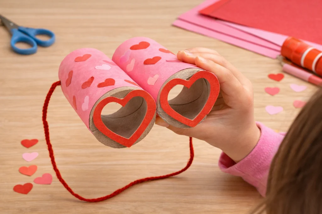 Toilet Paper Roll Valentines Day Craft: Heart Binoculars (Love Viewers)