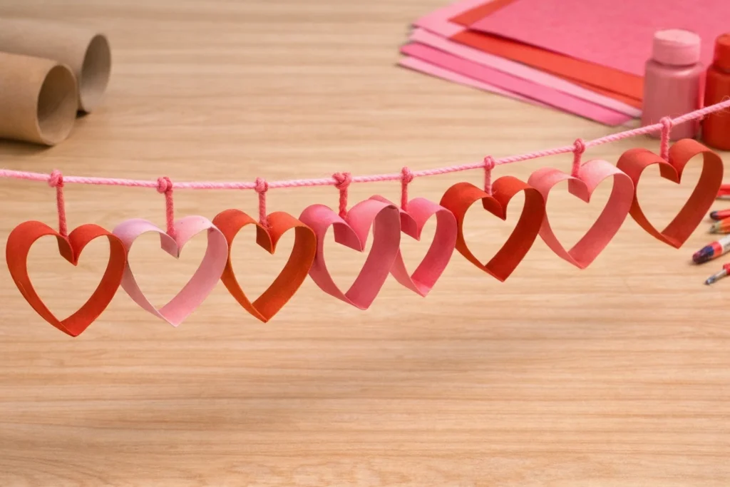 Toilet Paper Roll Valentines Day Craft: Hanging Heart Decorations