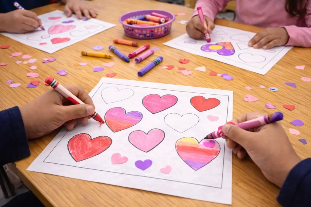 Heart Tracing and Coloring Sheet