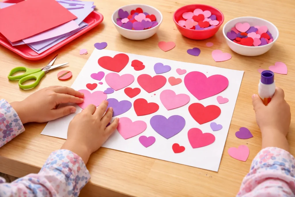 valentines day activities for preschoolers: Heart Collage Craft