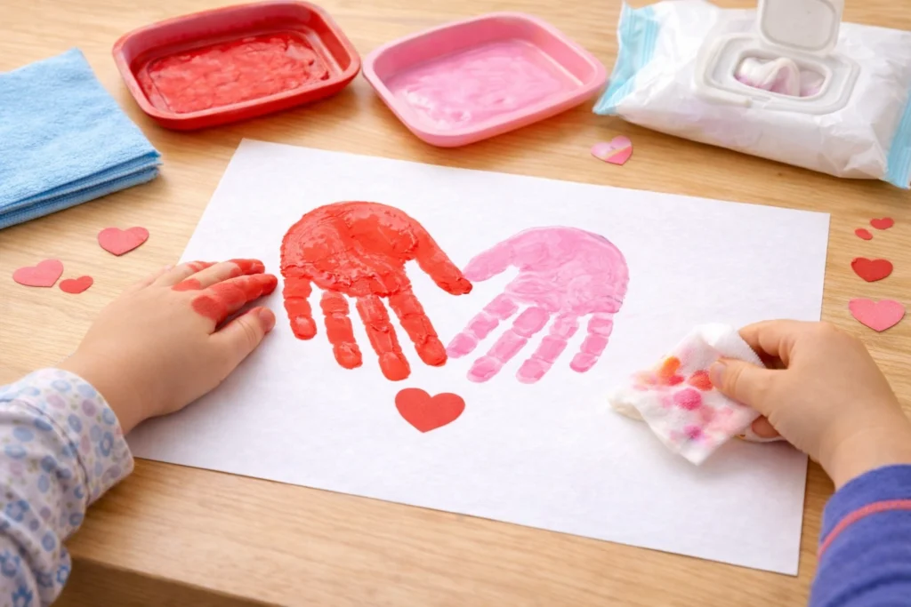 valentines day activities for preschoolers: Handprint Heart Keepsake