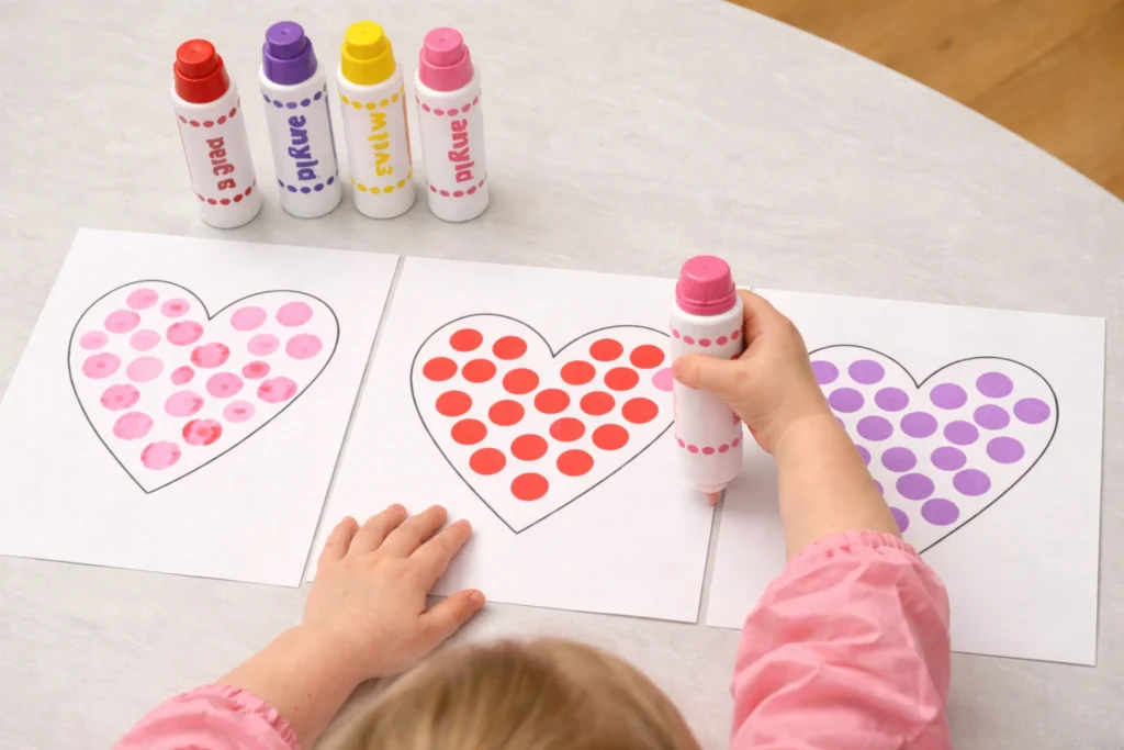 Valentines Day Dot Marker Hearts