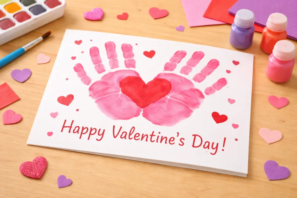 Valentines day craft: Handprint Valentine Card