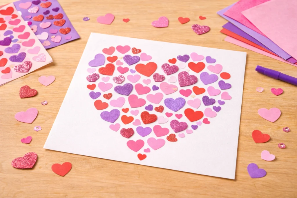 Valentines day craft: Sticker Heart Art