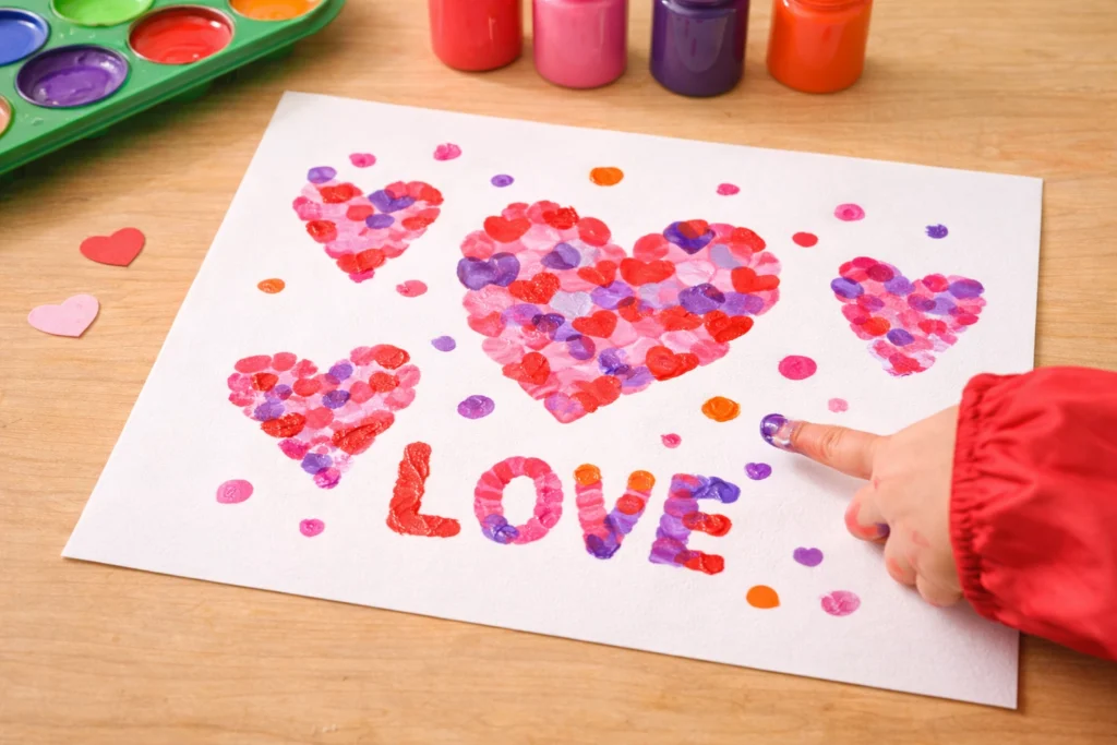 Valentines day craft: Finger Paint Heart Art