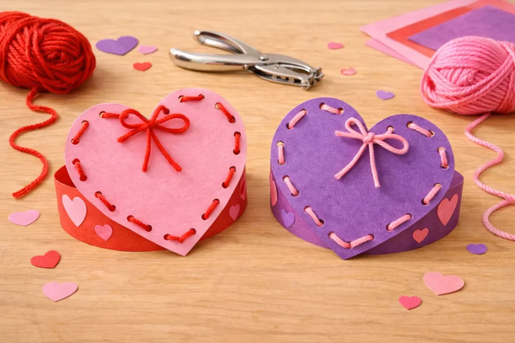 Valentines day craft: Lacing Heart Cards