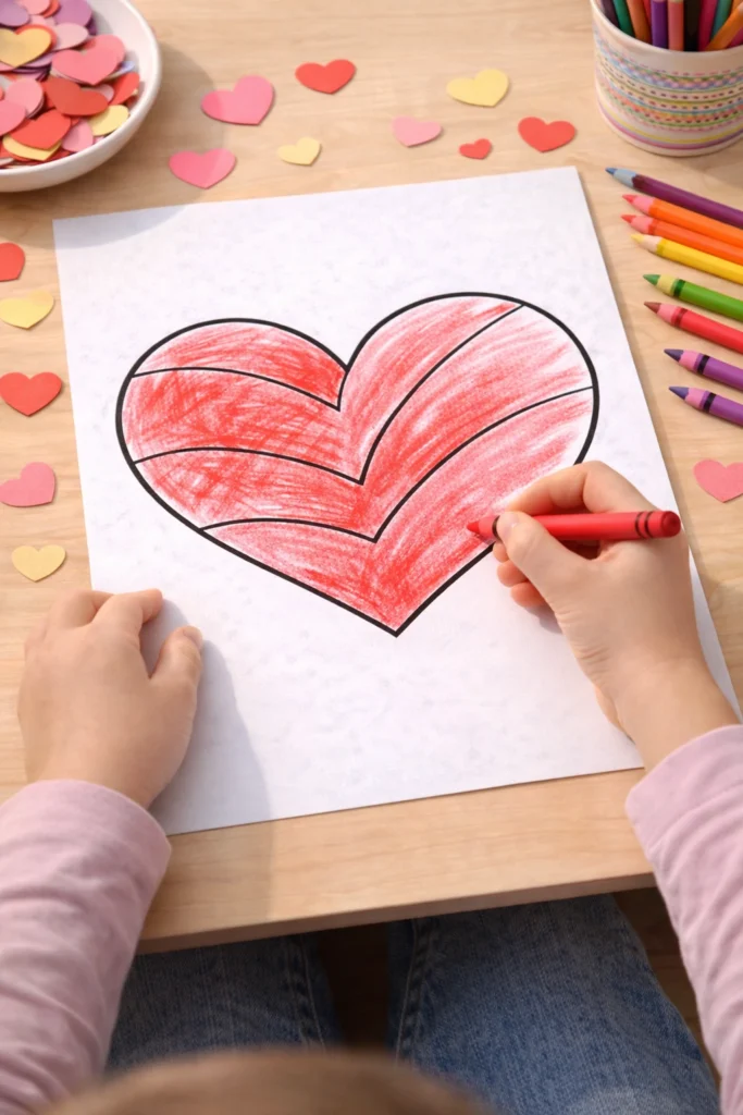 printable valentines day craft: Color-the-Heart Pages