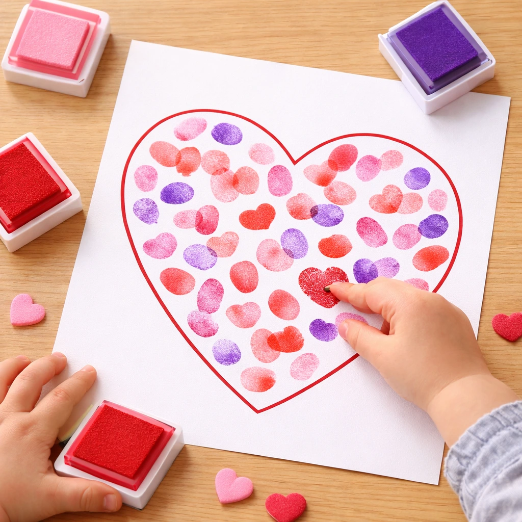 valentines day crafts for toddlers: Fingerprint Heart Art (Ink Pads Only)