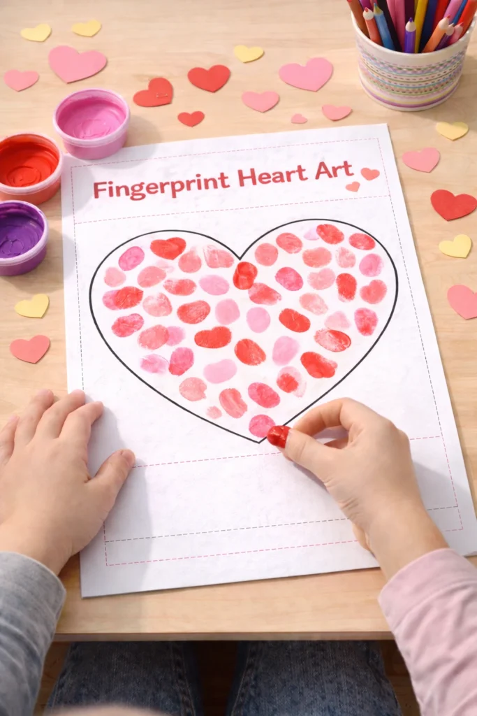 printable valentines day craft: Fingerprint Heart Art Printable