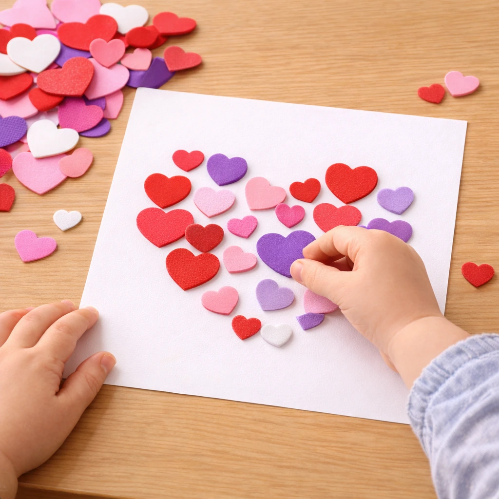 valentines day crafts for toddlers: Foam Heart Shapes