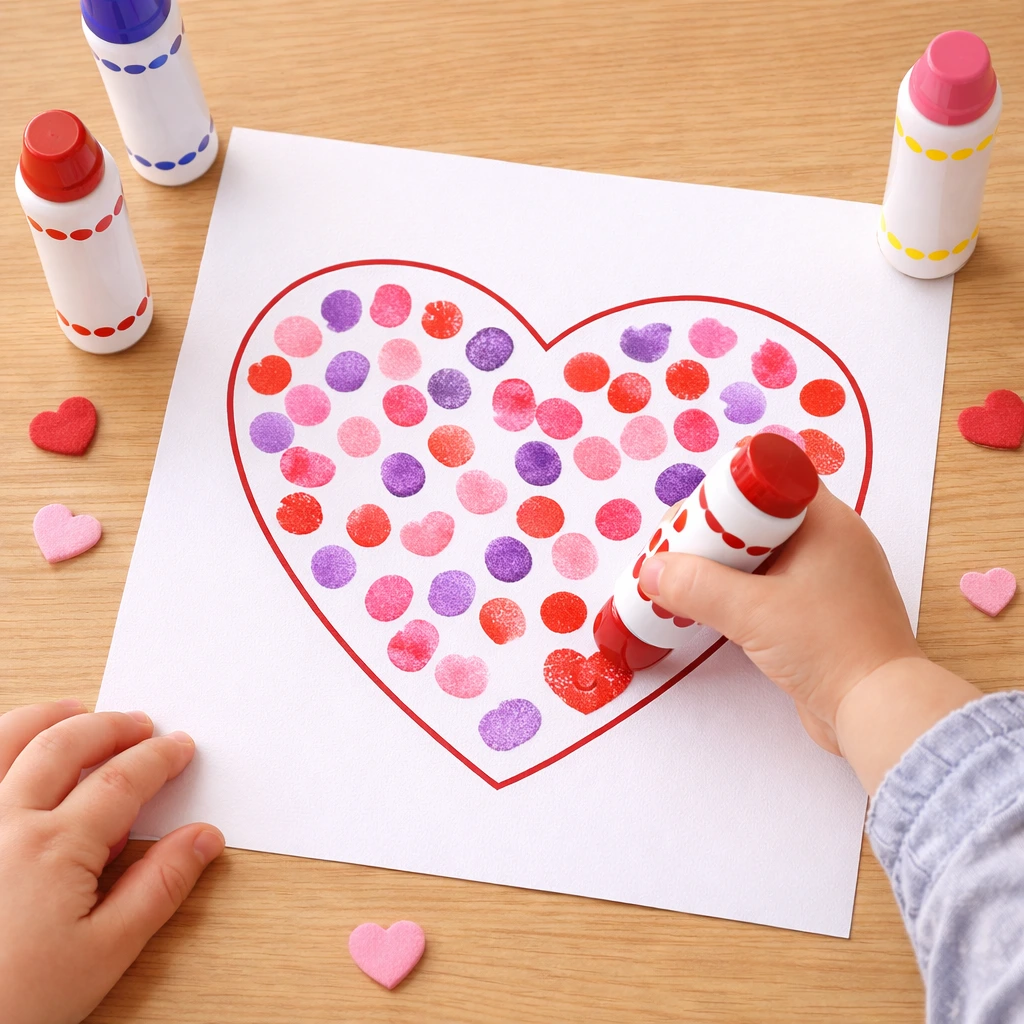 valentines day crafts for toddlers: Heart Dot Marker Art
