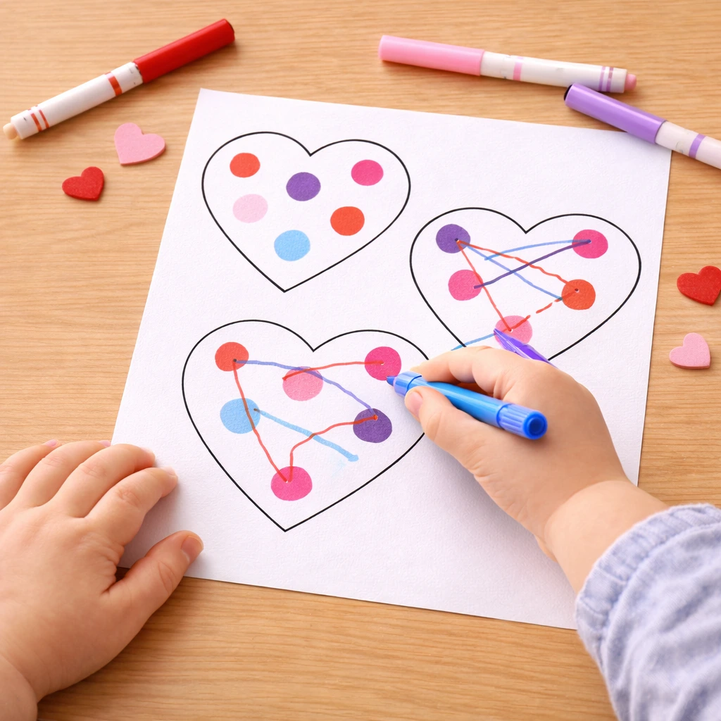 valentines day crafts for toddlers: Heart Dot-to-Dot (Toddler Version)