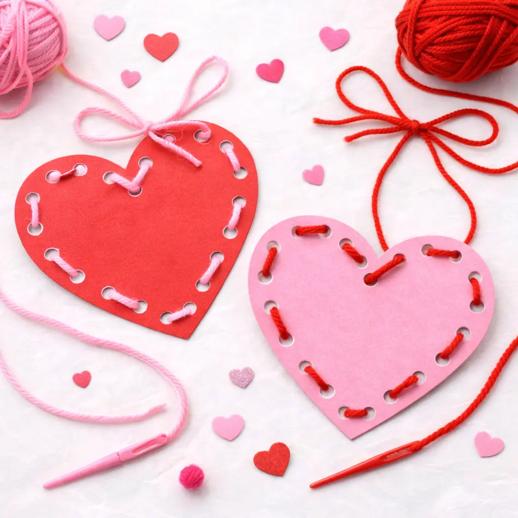 valentines day craft preschool: Heart Lacing Cards