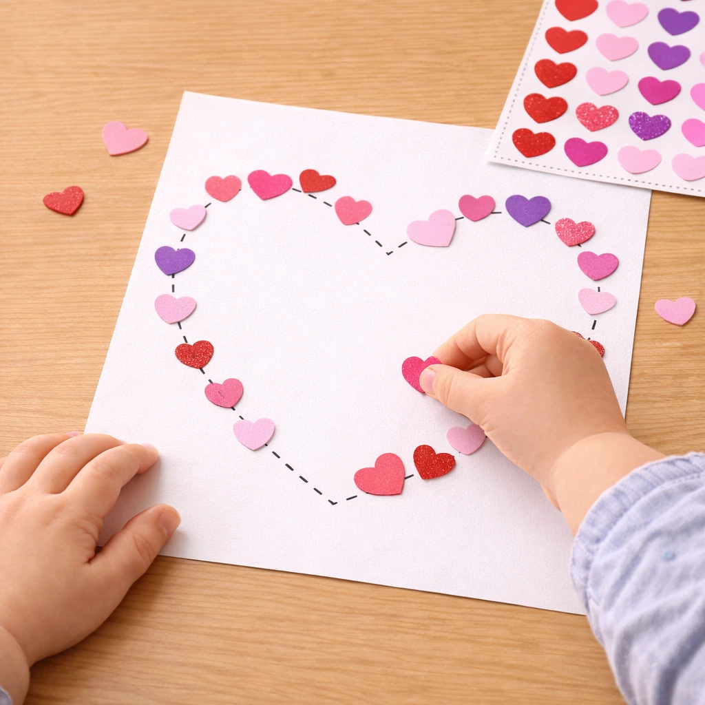 valentines day craft: Heart Sticker Path Activity