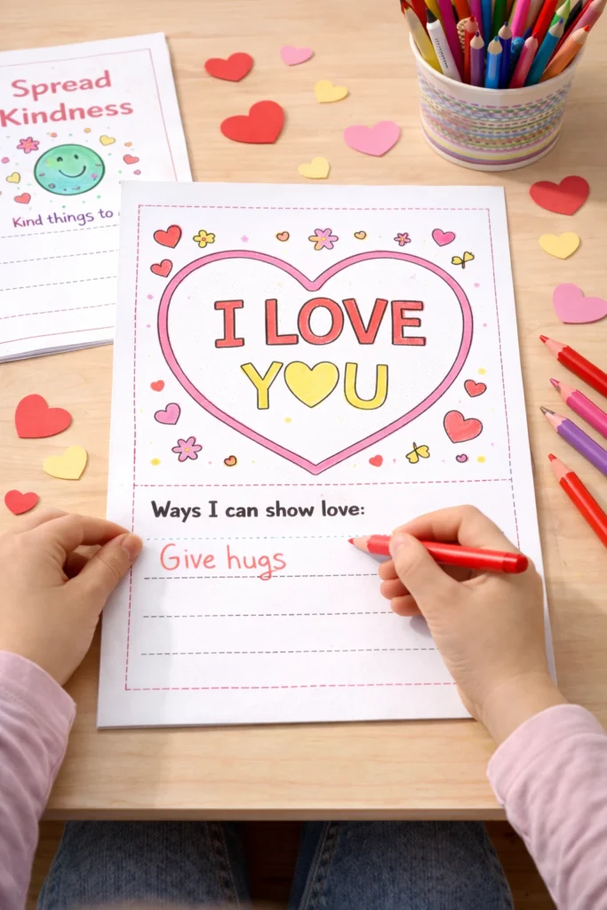 Valentines day Kindness Craft Pages