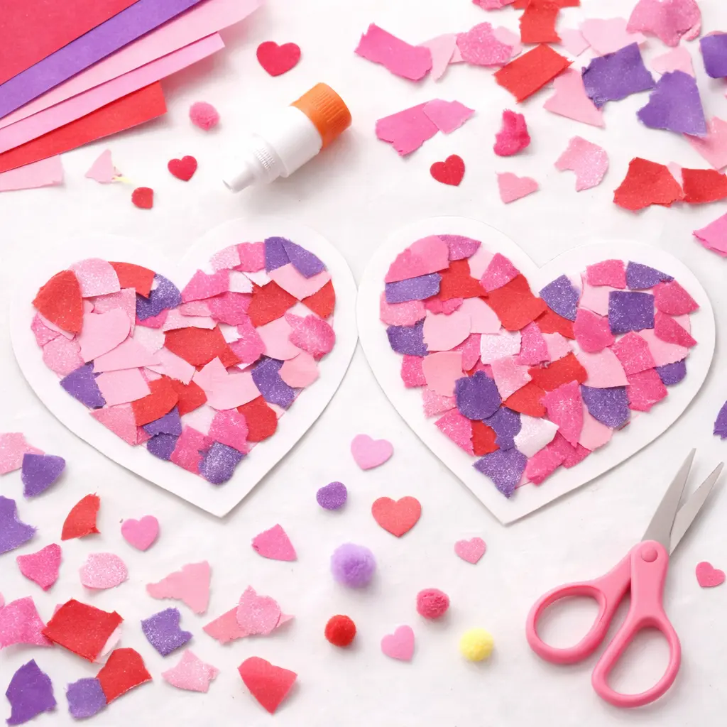 Valentines Day Craft preschool: Torn Paper Valentines Hearts
