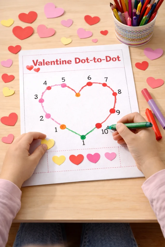Valentine day printable craft Dot-to-Dot