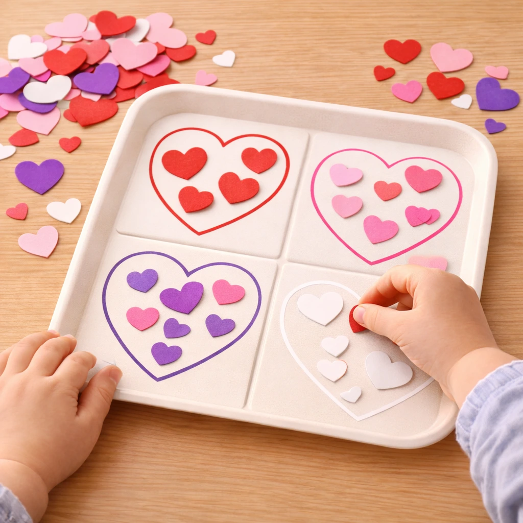 valentines day craft: Valentine Shape Sorting Tray