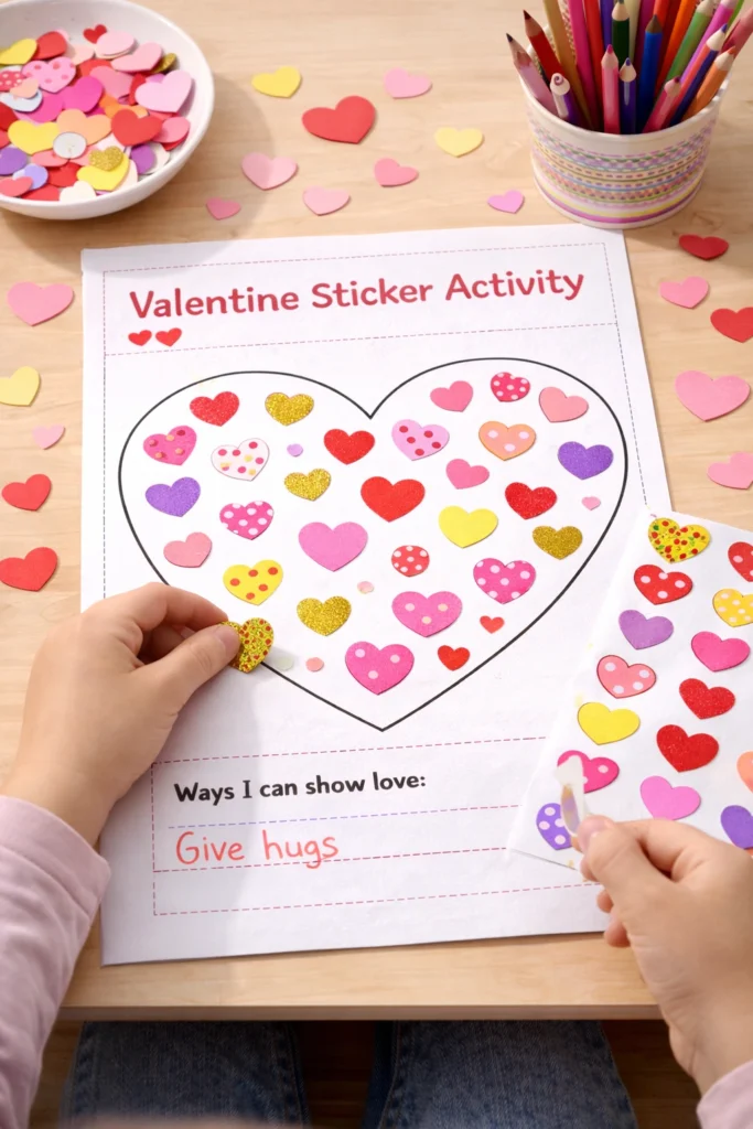 printable valentines day craft: Valentine Sticker Placement Sheets