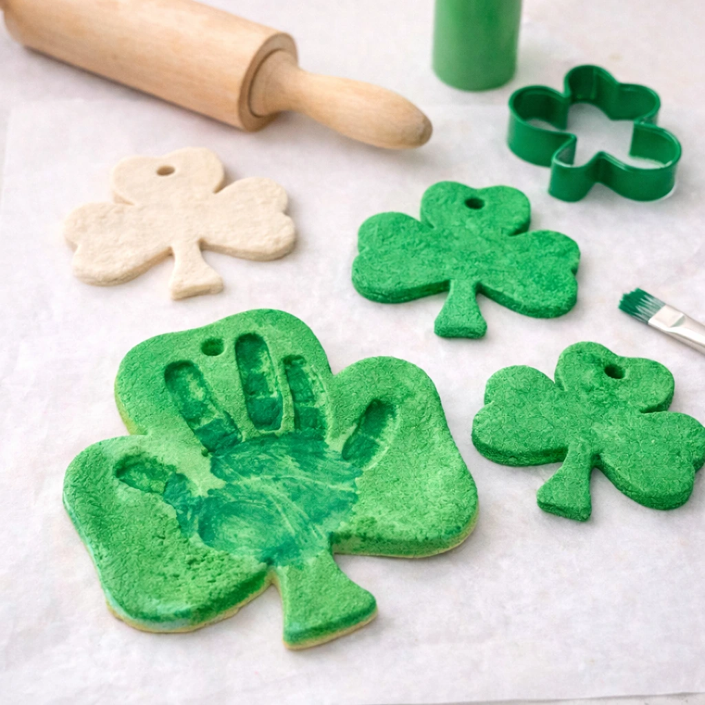Salt Dough Shamrock Ornaments