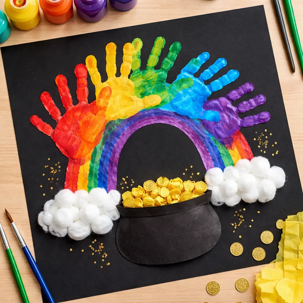 st patricks day Handprint Rainbow Arch