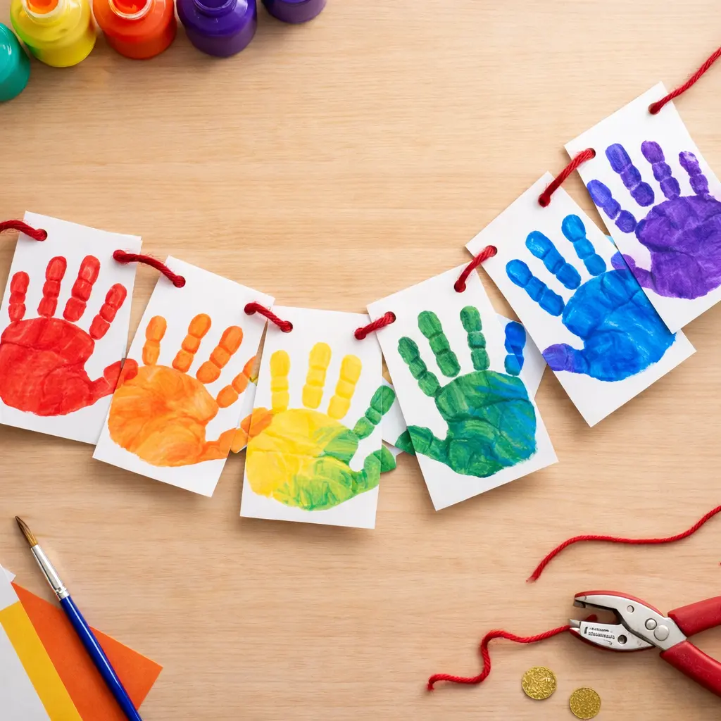 st patricks day Rainbow Handprint Chain craft