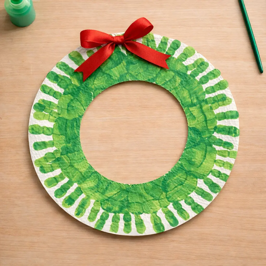 st patricks day Handprint Shamrock Wreath craft