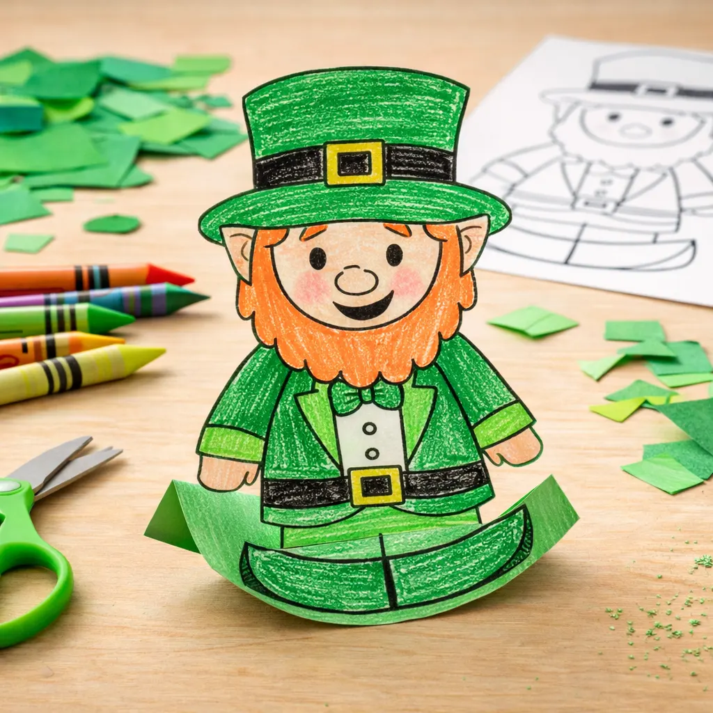 St Patricks Day crafts for kindergarten: Rocking Leprechaun Paper Doll
