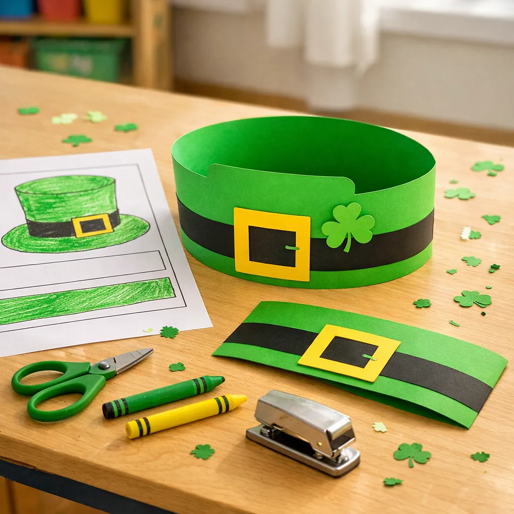St Patricks Day Hat Craft: Printable Leprechaun Hat Crown