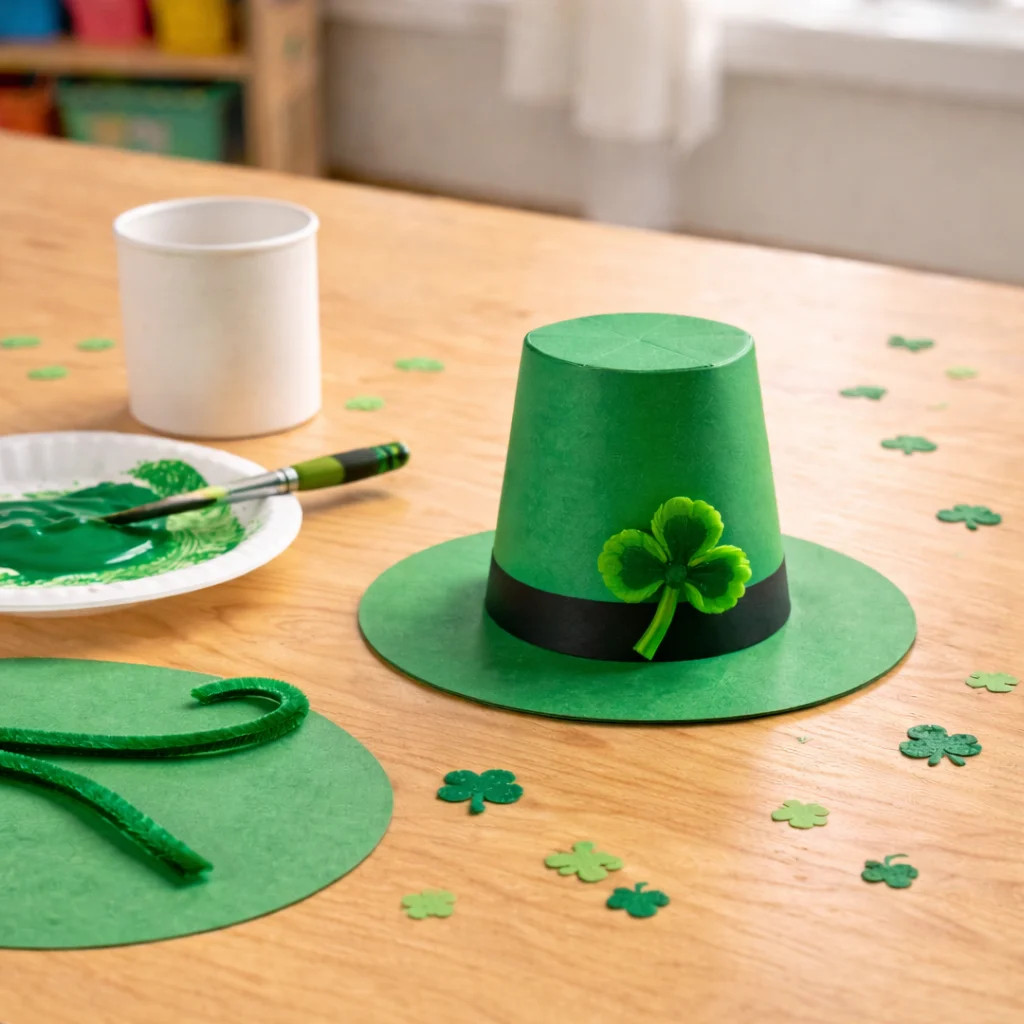 St Patricks Day Hat Craft: Paper Cup Mini Top Hat