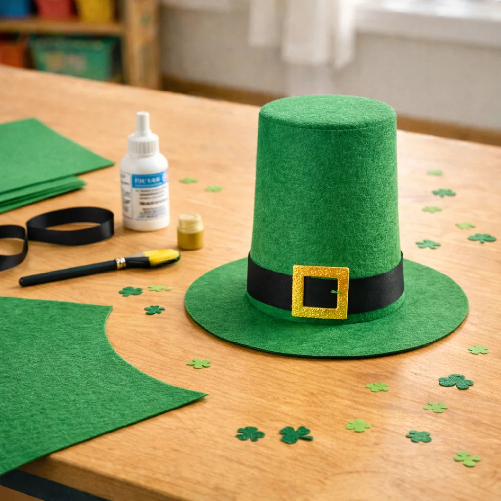 St Patricks Day Hat Craft: Felt Leprechaun Hat with Buckle