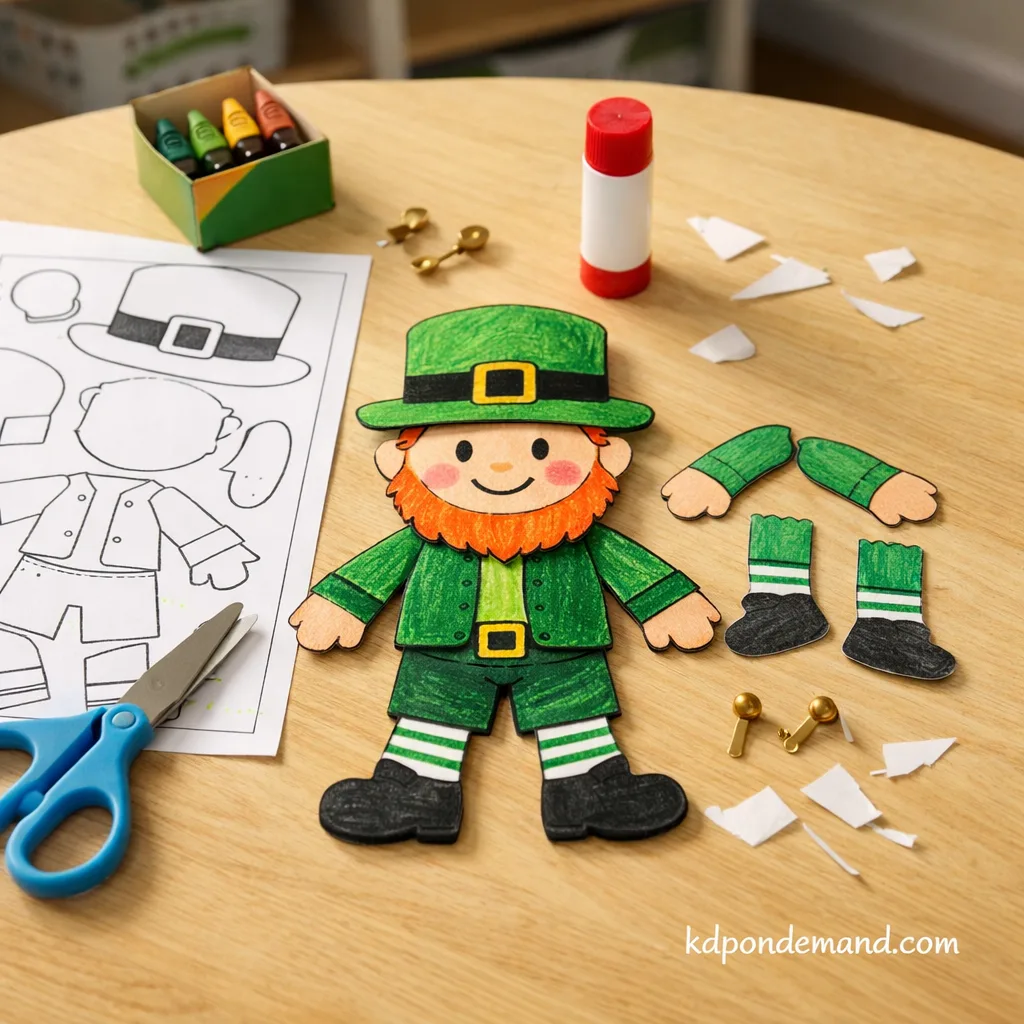 Printable St Patricks Day Crafts for Kids: Build-a-Leprechaun Paper Doll