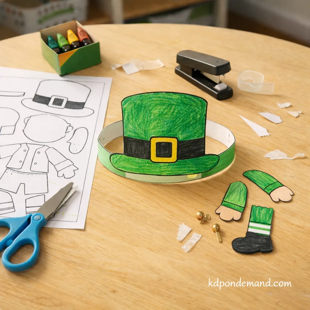 Printable St Patricks Day Crafts for Kids: Leprechaun Hat Headband Printable