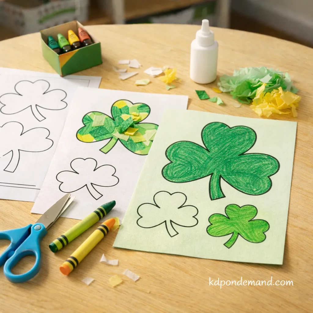 Printable St Patricks Day Crafts for Kids: Shamrock Coloring Pages & Templates