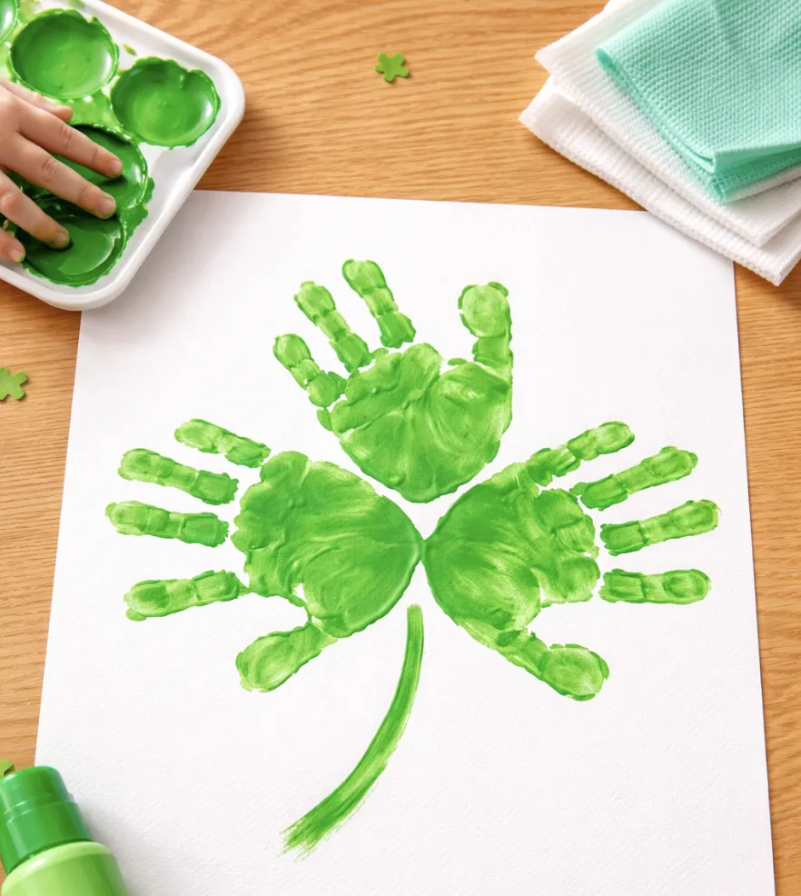 st patricks day Handprint Shamrock craft 