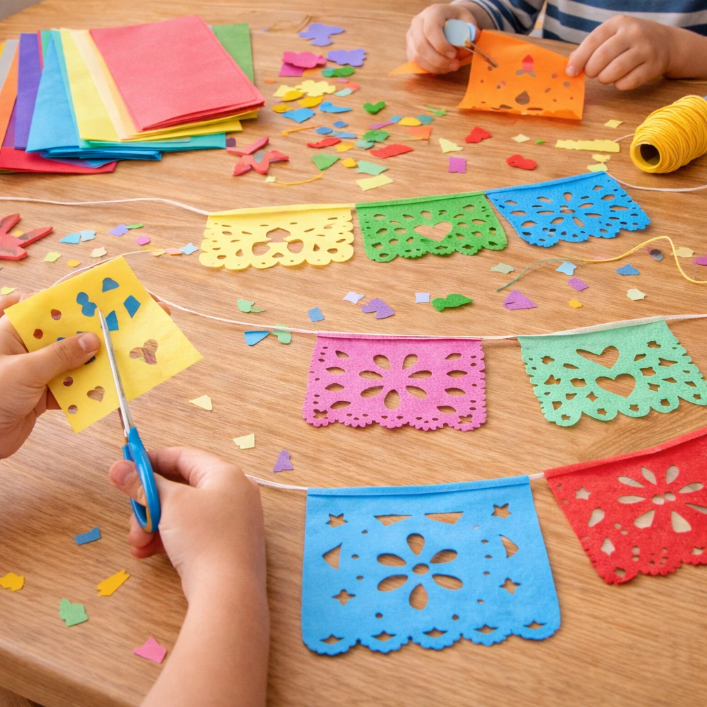 Simple Papel Picado Craft Cinco de Mayo Preschool Activities