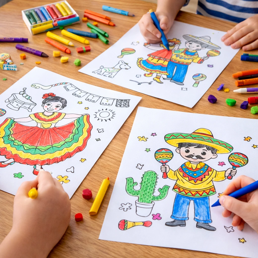 Coloring Fiesta Characters Cinco de Mayo Preschool Activities